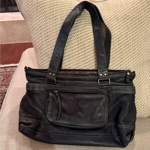 VTG FOSSIL 1954 Dark Green Luxurious Soft Leather Tote Bag Handbag #75082